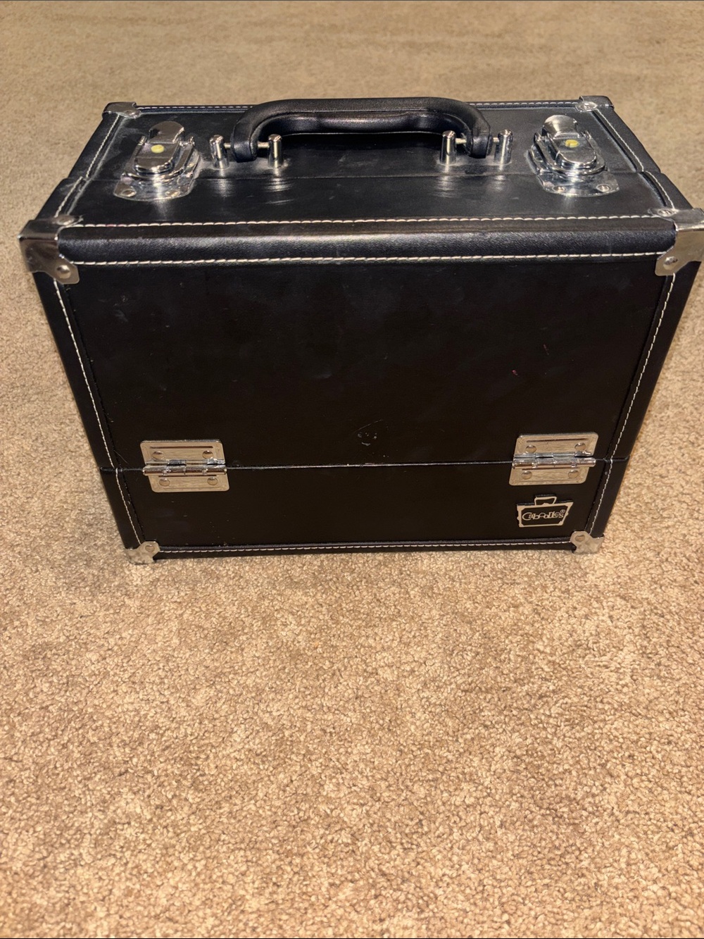 Caboodles Black Makeup Train Case with Silver Hardware